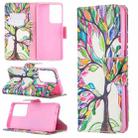 For Samsung Galaxy S21 Ultra 5G Colored Drawing Pattern Horizontal Flip Leather Case with Holder & Card Slots & Wallet(Life Tree) - 1
