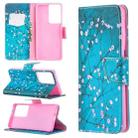 For Samsung Galaxy S21 Ultra 5G Colored Drawing Pattern Horizontal Flip Leather Case with Holder & Card Slots & Wallet(Plum Blossom) - 1