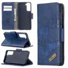 For Samsung Galaxy S21 5G Matching Color Crocodile Texture Horizontal Flip PU Leather Case with Wallet & Holder & Card Slots(Blue) - 1