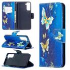 For Samsung Galaxy S30 Plus Colored Drawing Pattern Horizontal Flip Leather Case with Holder & Card Slots & Wallet(Blue Butterfly) - 1