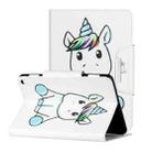 For Amazon Kindle Fire HD 8 (2020) Colored Drawing Pattern Horizontal Flip Leather Case with Holder & Card Slots & Wallet(A Unicorn) - 1