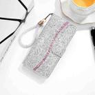 For Samsung Galaxy S21+ 5G Glitter Powder Horizontal Flip Leather Case with Card Slots & Holder & Lanyard(Silver) - 1