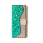 For Samsung Galaxy S21+ 5G Laser Glitter Powder Matching Crocodile Texture Horizontal Flip Leather Case with Card Slots & Holder(Green) - 2