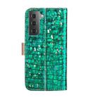 For Samsung Galaxy S21+ 5G Laser Glitter Powder Matching Crocodile Texture Horizontal Flip Leather Case with Card Slots & Holder(Green) - 3
