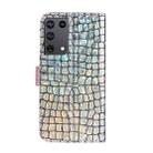 For Samsung Galaxy  S21 Ultra 5G Laser Glitter Powder Matching Crocodile Texture Horizontal Flip Leather Case with Card Slots & Holder(Silver) - 3