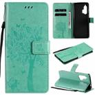 For Motorola Edge+ Tree & Cat Pattern Pressed Printing Horizontal Flip PU Leather Case with Holder & Card Slots & Wallet & Lanyard(Green) - 1