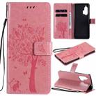 For Motorola Edge+ Tree & Cat Pattern Pressed Printing Horizontal Flip PU Leather Case with Holder & Card Slots & Wallet & Lanyard(Pink) - 1