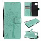 For Motorola Moto G 5G Tree & Cat Pattern Pressed Printing Horizontal Flip PU Leather Case with Holder & Card Slots & Wallet & Lanyard(Green) - 1