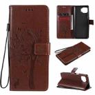 For Motorola Moto G 5G Tree & Cat Pattern Pressed Printing Horizontal Flip PU Leather Case with Holder & Card Slots & Wallet & Lanyard(Brown) - 1