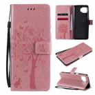 For Motorola Moto G 5G Tree & Cat Pattern Pressed Printing Horizontal Flip PU Leather Case with Holder & Card Slots & Wallet & Lanyard(Pink) - 1