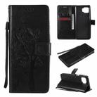 For Motorola Moto G 5G Tree & Cat Pattern Pressed Printing Horizontal Flip PU Leather Case with Holder & Card Slots & Wallet & Lanyard(Black) - 1