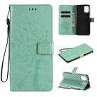 For Motorola Moto G9 Plus Tree & Cat Pattern Pressed Printing Horizontal Flip PU Leather Case with Holder & Card Slots & Wallet & Lanyard(Green) - 1