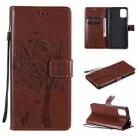 For Motorola Moto G9 Plus Tree & Cat Pattern Pressed Printing Horizontal Flip PU Leather Case with Holder & Card Slots & Wallet & Lanyard(Brown) - 1