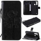 For Motorola One Fusion Tree & Cat Pattern Pressed Printing Horizontal Flip PU Leather Case with Holder & Card Slots & Wallet & Lanyard(Black) - 1