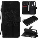 For Motorola One Fusion+ Tree & Cat Pattern Pressed Printing Horizontal Flip PU Leather Case with Holder & Card Slots & Wallet & Lanyard(Black) - 1