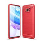 For Xiaomi Poco X3 NFC Brushed Texture Carbon Fiber TPU Case(Red) - 1
