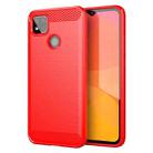 For Xiaomi Redmi 9C Brushed Texture Carbon Fiber TPU Case(Red) - 1