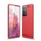 For Samsung Galaxy S30 Ultra Brushed Texture Carbon Fiber TPU Case(Red) - 1