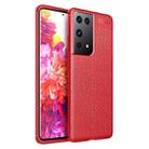 For Samsung Galaxy S21 Ultra 5G Litchi Texture TPU Shockproof Case(Red) - 1