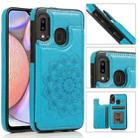 For Samsung Galaxy A10e / A20e Double Buckle Mandala Pattern PU+TPU Protective Case with Card Slots & Holder & Photo Frame(Blue) - 1