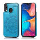 For Samsung Galaxy A20 / A30 Double Buckle Mandala Pattern PU+TPU Protective Case with Card Slots & Holder & Photo Frame(Blue) - 1