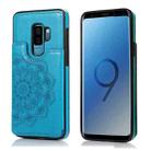 For Samsung Galaxy S9 Plus Double Buckle Mandala Pattern PU+TPU Protective Case with Card Slots & Holder & Photo Frame(Blue) - 1
