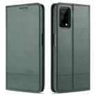 For OPPO K7x / Realme V5 5G AZNS Magnetic Calf Texture Horizontal Flip Leather Case with Card Slots & Holder & Wallet(Dark Green) - 1