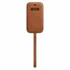 For iPhone 12 mini Leather Sleeve Case with Lanyard & Card Slot & Time View Window (Coffee) - 1