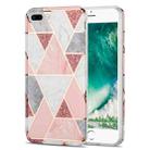 Electroplating Stitching Marbled IMD Stripe Straight Edge Rubik Cube Phone Protective Case For iPhone 8 Plus / 7 Plus(Light Pink) - 1