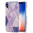 Electroplating Stitching Marbled IMD Stripe Straight Edge Rubik Cube Phone Protective Case For iPhone X / XS(Light Purple) - 1