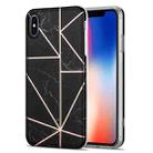Electroplating Stitching Marbled IMD Stripe Straight Edge Rubik Cube Phone Protective Case For iPhone X / XS(Black) - 1
