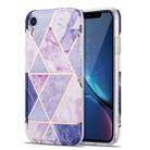 Electroplating Stitching Marbled IMD Stripe Straight Edge Rubik Cube Phone Protective Case For iPhone XR(Light Purple) - 1