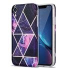 Electroplating Stitching Marbled IMD Stripe Straight Edge Rubik Cube Phone Protective Case For iPhone XR(Dark Purple) - 1