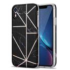 Electroplating Stitching Marbled IMD Stripe Straight Edge Rubik Cube Phone Protective Case For iPhone XR(Black) - 1