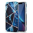 Electroplating Stitching Marbled IMD Stripe Straight Edge Rubik Cube Phone Protective Case For iPhone XR(Blue) - 1