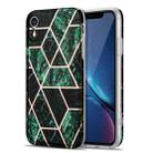 Electroplating Stitching Marbled IMD Stripe Straight Edge Rubik Cube Phone Protective Case For iPhone XR(Emerald Green) - 1