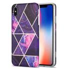 Electroplating Stitching Marbled IMD Stripe Straight Edge Rubik Cube Phone Protective Case For iPhone XS Max(Dark Purple) - 1
