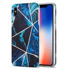 Electroplating Stitching Marbled IMD Stripe Straight Edge Rubik Cube Phone Protective Case For iPhone XS Max(Blue) - 1