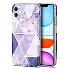 Electroplating Stitching Marbled IMD Stripe Straight Edge Rubik Cube Phone Protective Case For iPhone 11(Light Purple) - 1