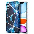 Electroplating Stitching Marbled IMD Stripe Straight Edge Rubik Cube Phone Protective Case For iPhone 11(Blue) - 1
