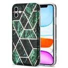 Electroplating Stitching Marbled IMD Stripe Straight Edge Rubik Cube Phone Protective Case For iPhone 11(Emerald Green) - 1