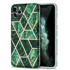 Electroplating Stitching Marbled IMD Stripe Straight Edge Rubik Cube Phone Protective Case For iPhone 11 Pro(Emerald Green) - 1