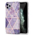 Electroplating Stitching Marbled IMD Stripe Straight Edge Rubik Cube Phone Protective Case For iPhone 11 Pro Max(Light Purple) - 1