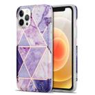 For iPhone 12 mini Electroplating Stitching Marbled IMD Stripe Straight Edge Rubik Cube Phone Protective Case (Light Purple) - 1