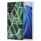 For Samsung Galaxy Note20 Ultra Electroplating Stitching Marbled IMD Stripe Straight Edge Rubik Cube Phone Protective Case(Emerald Green) - 1