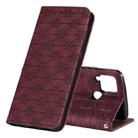 For OPPO Realme C15 / C12 Lucky Flowers Embossing Pattern Magnetic Horizontal Flip Leather Case with Holder & Card Slots(Wine Red) - 1