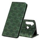 For OPPO Realme 5 / C3 / 6i Lucky Flowers Embossing Pattern Magnetic Horizontal Flip Leather Case with Holder & Card Slots(Dark Green) - 1