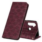 For OPPO Realme 5 / C3 / 6i Lucky Flowers Embossing Pattern Magnetic Horizontal Flip Leather Case with Holder & Card Slots(Wine Red) - 1