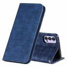 For OPPO Reno4 5G Lucky Flowers Embossing Pattern Magnetic Horizontal Flip Leather Case with Holder & Card Slots(Dark Blue) - 1