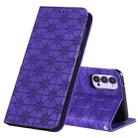 For OPPO Reno4 5G Lucky Flowers Embossing Pattern Magnetic Horizontal Flip Leather Case with Holder & Card Slots(Purple) - 1